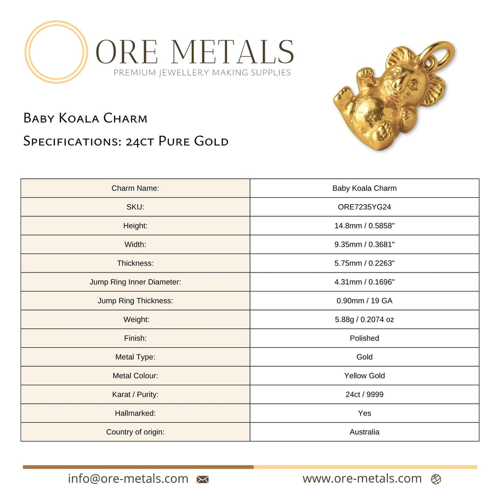 24ct Pure Gold - Baby Koala Charm