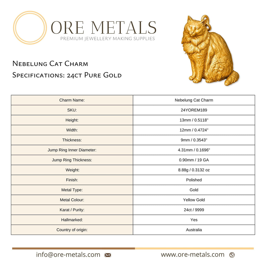 24ct Pure Gold - Nebelung Cat Charm