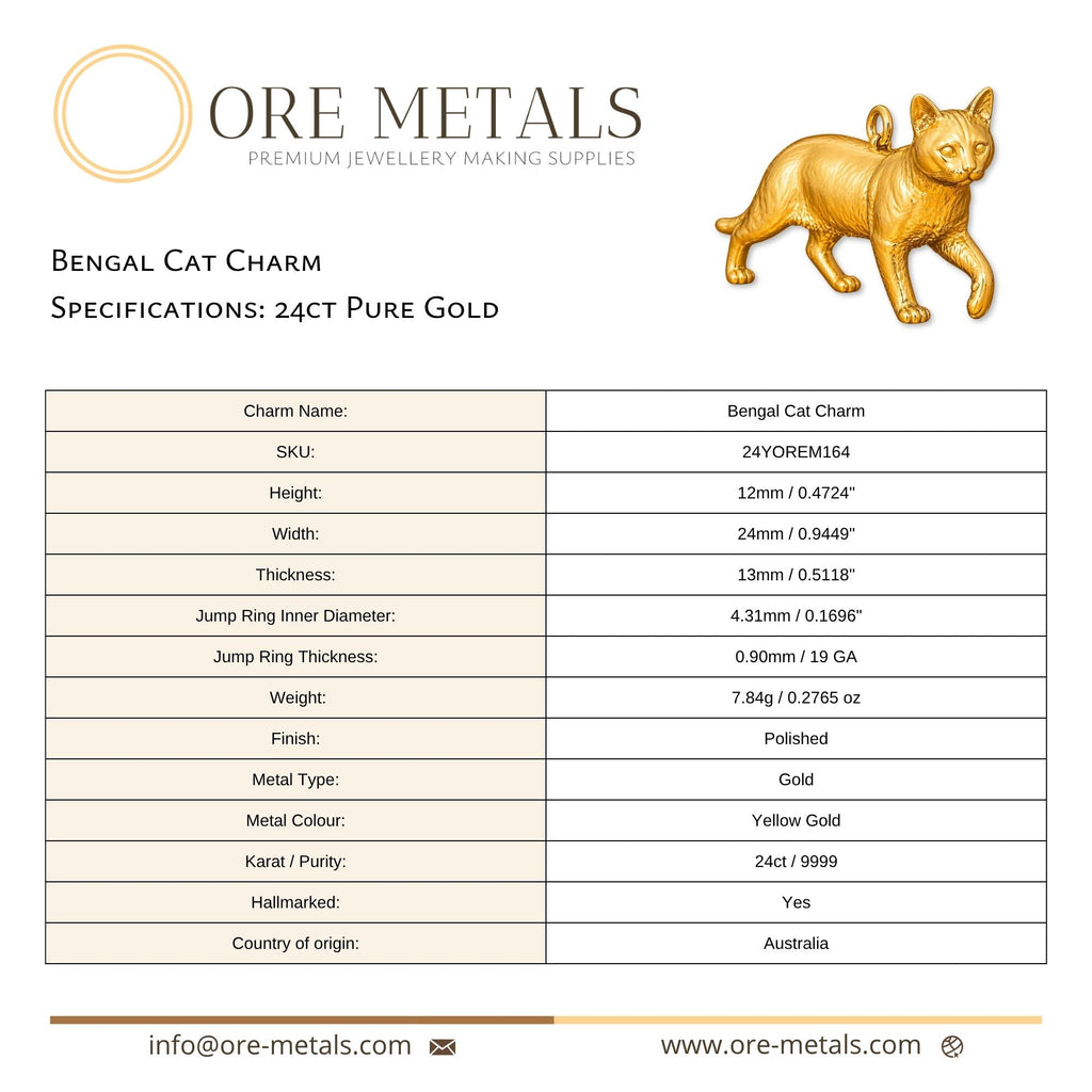 24ct Pure Gold - Bengal Cat Charm
