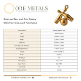 24ct Pure Gold - Bowling Ball and Pins Charm
