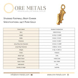 24ct Pure Gold - Studded Football Boot Charm