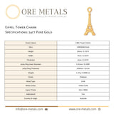 24ct Pure Gold - Eiffel Tower Charm