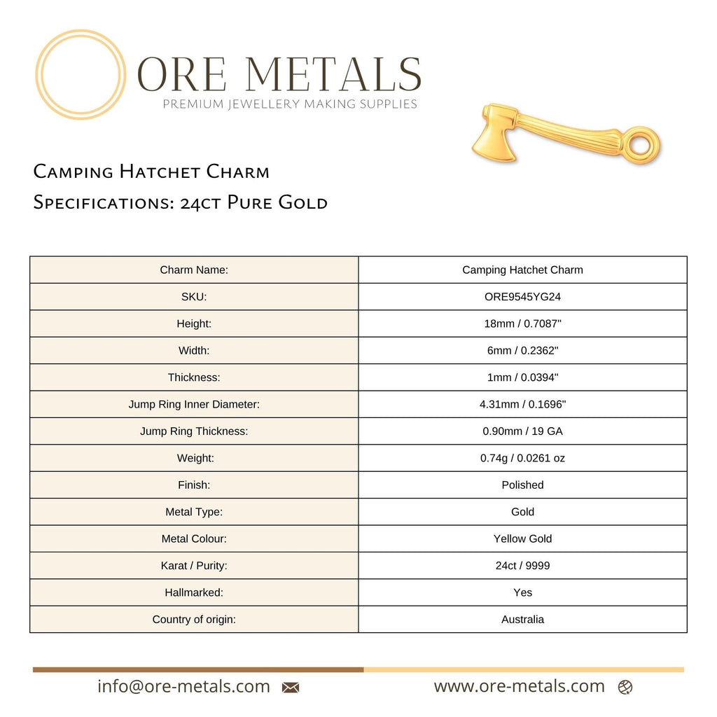24ct Pure Gold - Camping Hatchet Charm