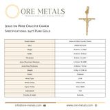 24ct Pure Gold - Jesus on Wire Crucifix Charm