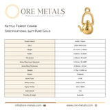 24ct Pure Gold - Kettle Teapot Charm
