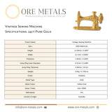 24ct Pure Gold - Vintage Sewing Machine Charm