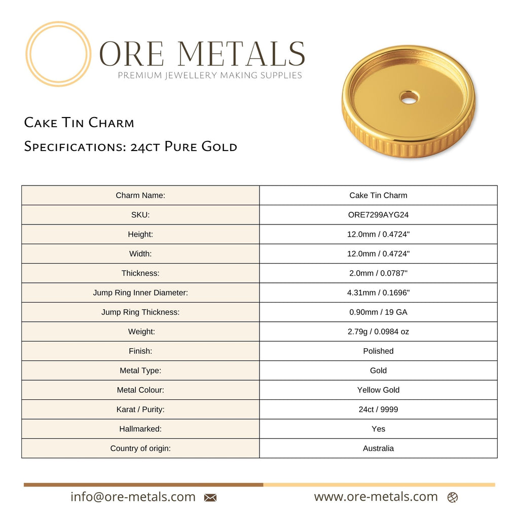 24ct Pure Gold - Cake Tin Charm