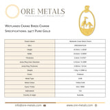 24ct Pure Gold - Wetlands Crane Birds Charm