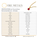 9ct Yellow Gold | Pink Tourmaline - October Birthstone Bracelet