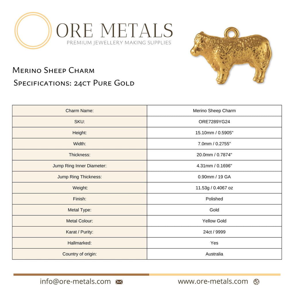 24ct Pure Gold - Merino Sheep Charm