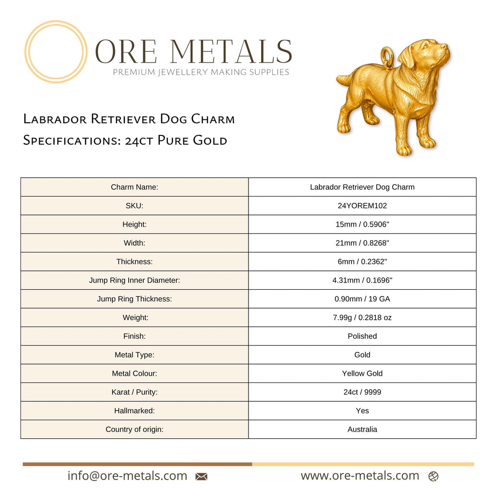 24ct Pure Gold - Labrador Retriever Dog Charm