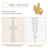24ct Pure Gold - Cartoon Cat Charm