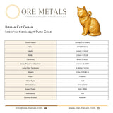 24ct Pure Gold - Birman Cat Charm