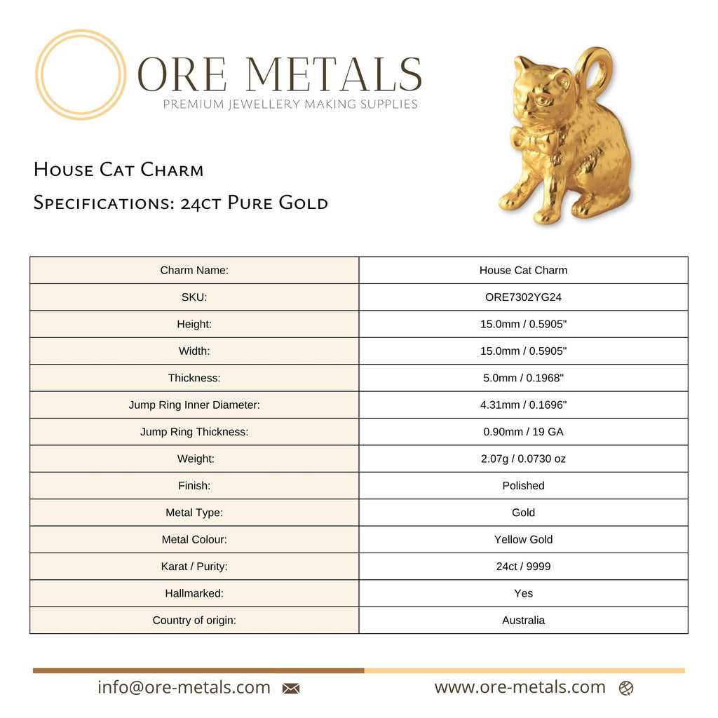 24ct Pure Gold - House Cat Charm