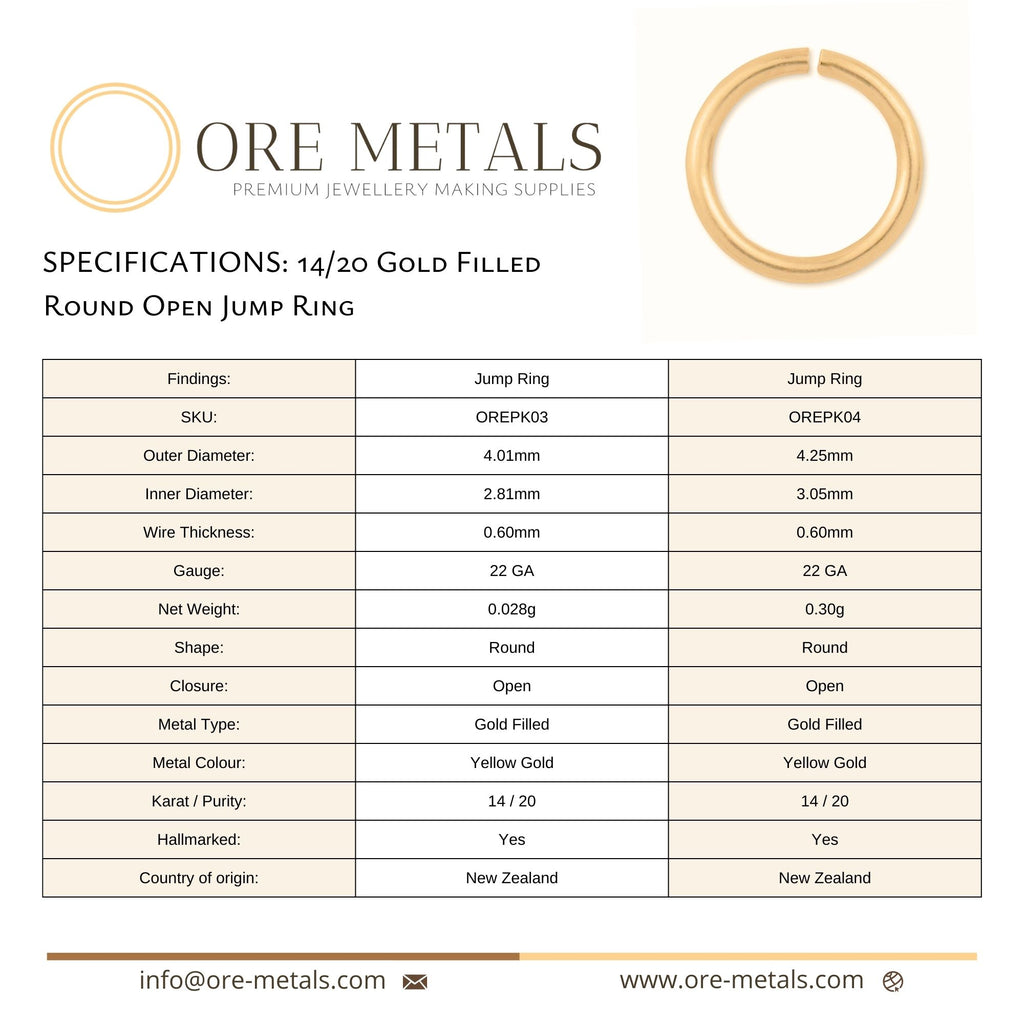 14/20 Gold Filled - Round Open Jump Rings
