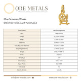 24ct Pure Gold - Mini Spinning Wheel Charm