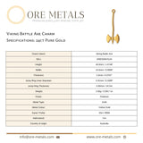 24ct Pure Gold - Viking Battle Axe Charm