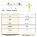 24ct Pure Gold - Traditional Jesus Crucifix Charm