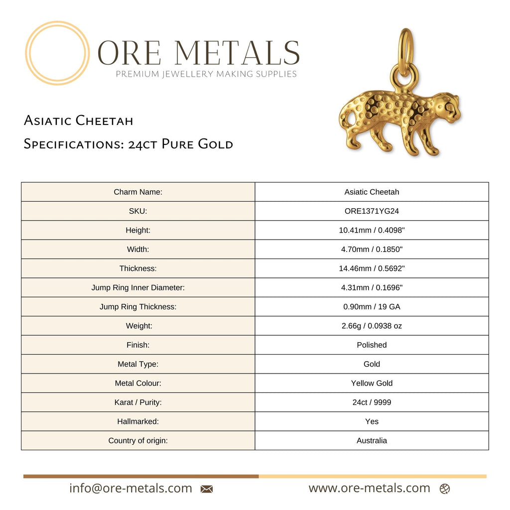 24ct Pure Gold - Asiatic Cheetah Charm