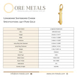 24ct Pure Gold - Longboard Skateboard Charm