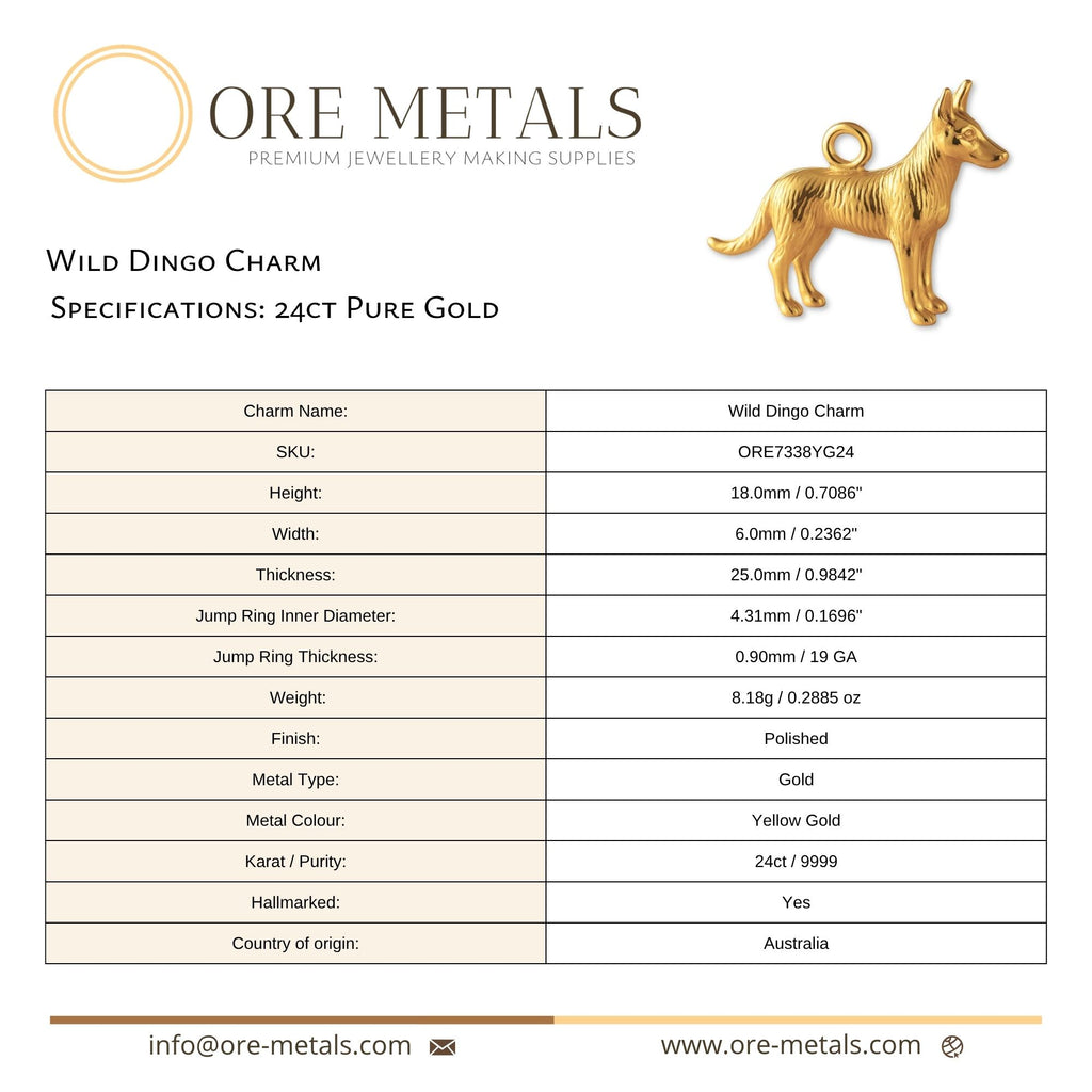 24ct Pure Gold - Wild Dingo Charm