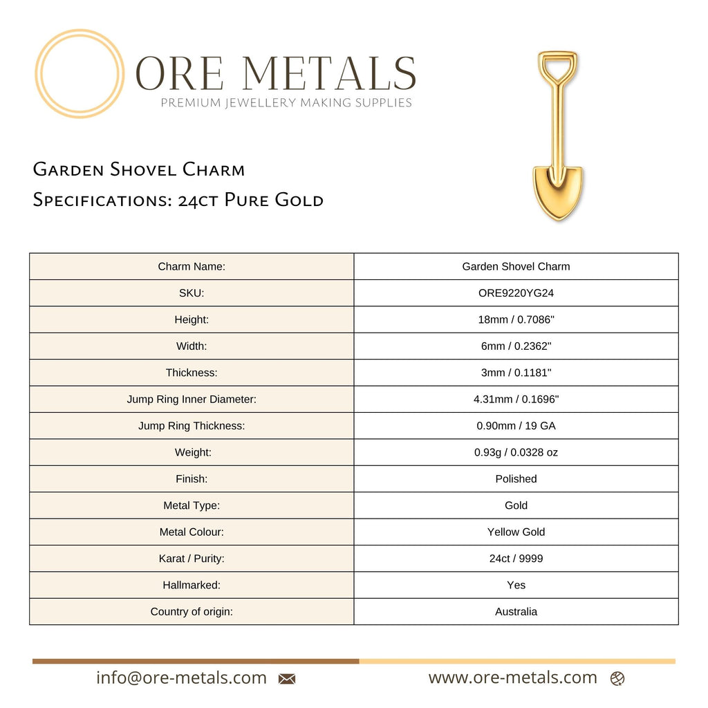 24ct Pure Gold - Garden Shovel Charm