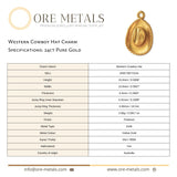 24ct Pure Gold - Western Cowboy Hat Charm