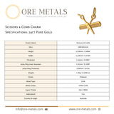 24ct Pure Gold - Scissors & Comb Charm