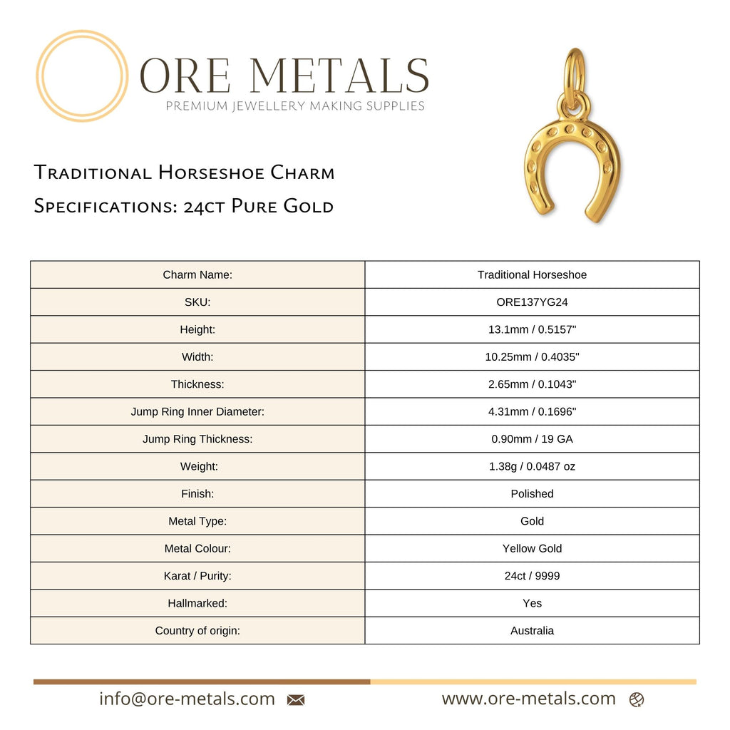 24ct Pure Gold - Traditional Horseshoe Charm
