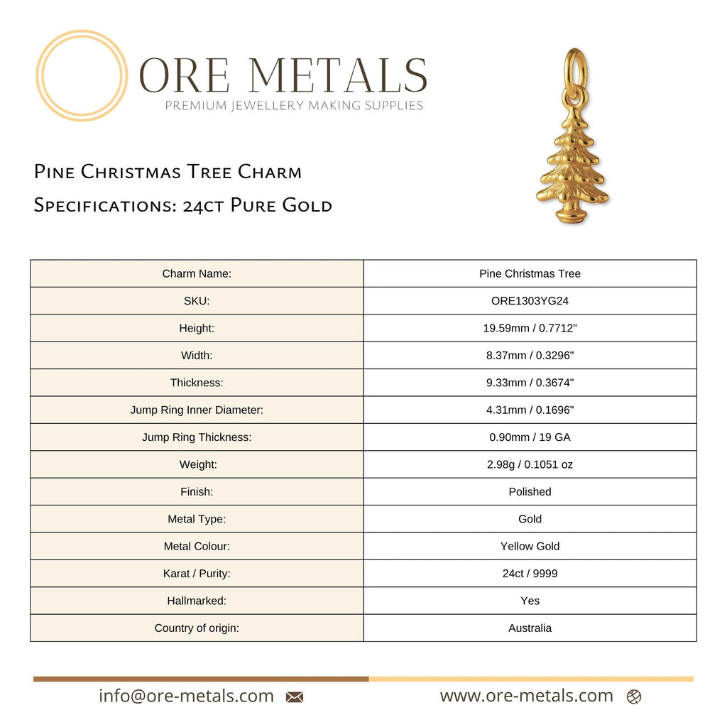 24ct Pure Gold - Pine Christmas Tree Charm