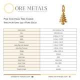24ct Pure Gold - Pine Christmas Tree Charm