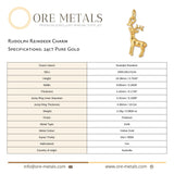 24ct Pure Gold - Rudolph Reindeer Charm