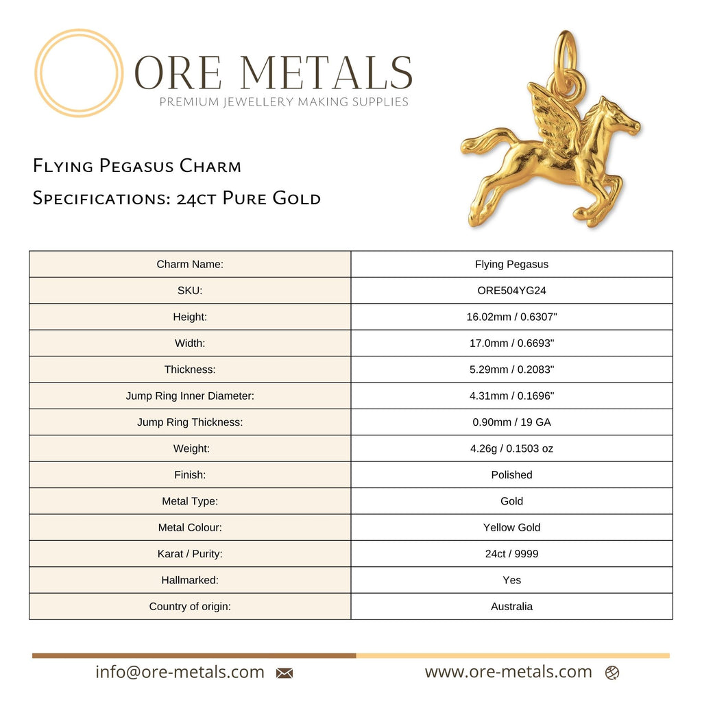 24ct Pure Gold - Flying Pegasus Charm