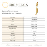 24ct Pure Gold - Delicate Feather Charm