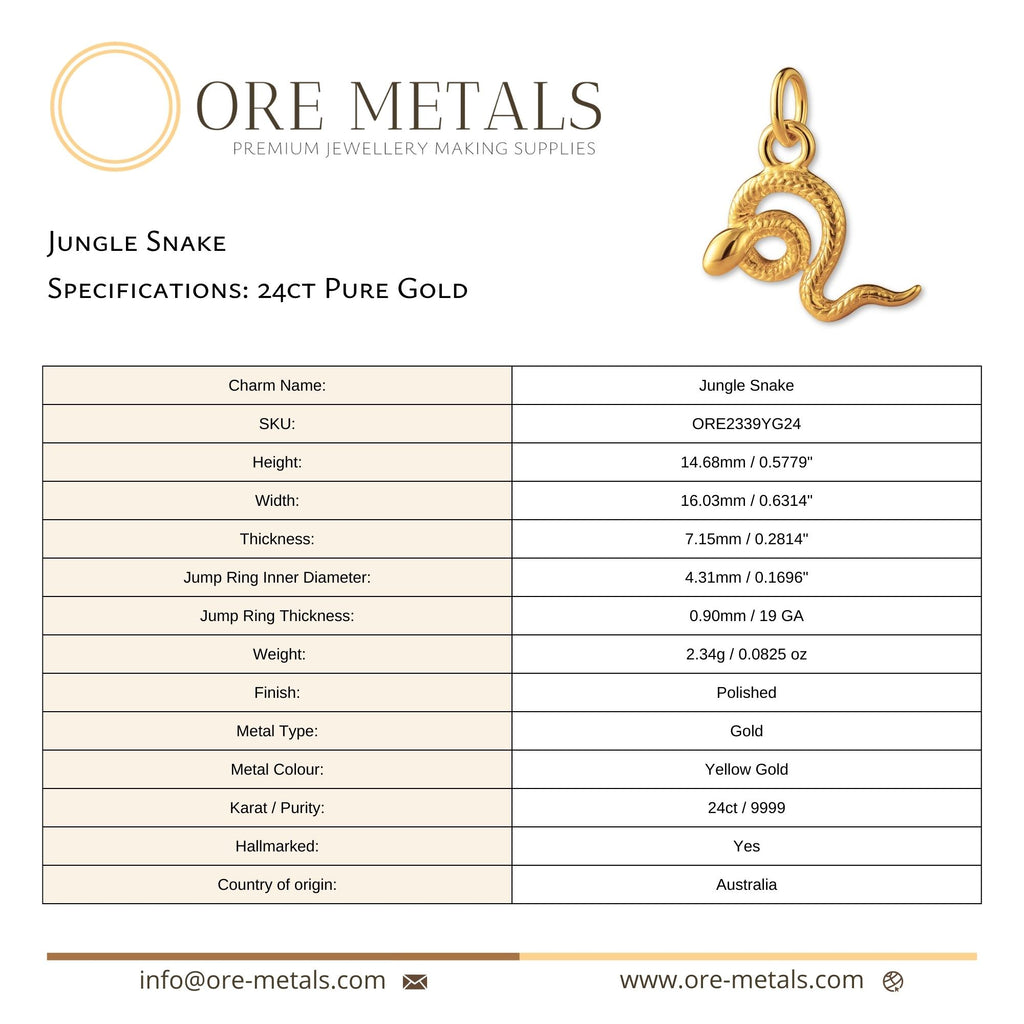 24ct Pure Gold - Jungle Snake Charm
