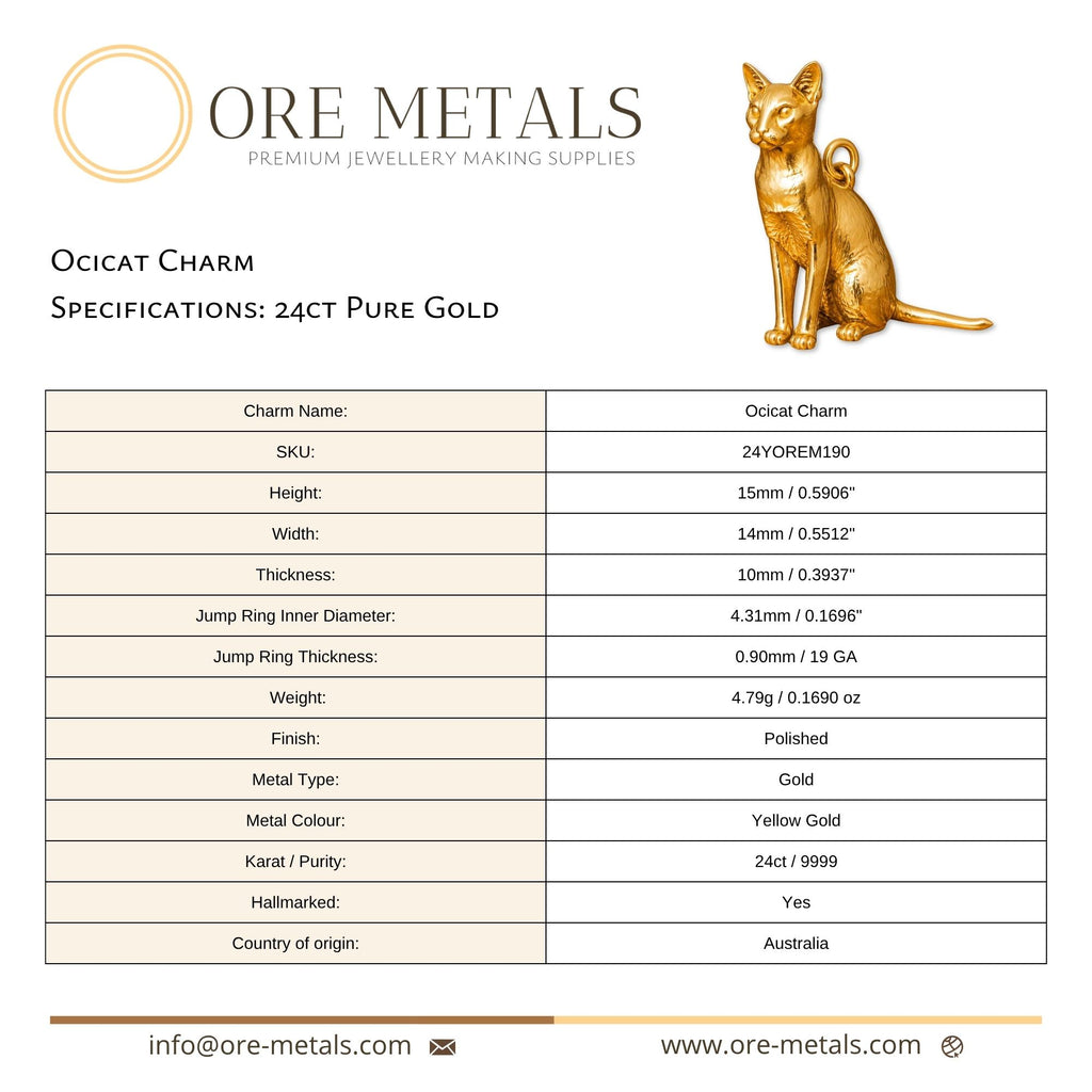 24ct Pure Gold - Ocicat Cat Charm