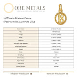 24ct Pure Gold - 18 Wreath Pendant Charm