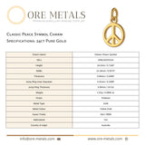 24ct Pure Gold - Classic Peace Symbol Charm