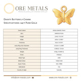 24ct Pure Gold - Dainty Butterfly Charm