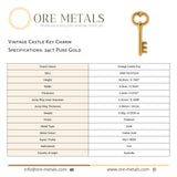 24ct Pure Gold - Vintage Castle Key Charm