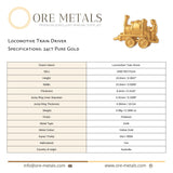 24ct Pure Gold - Locomotive Train Driver Charm