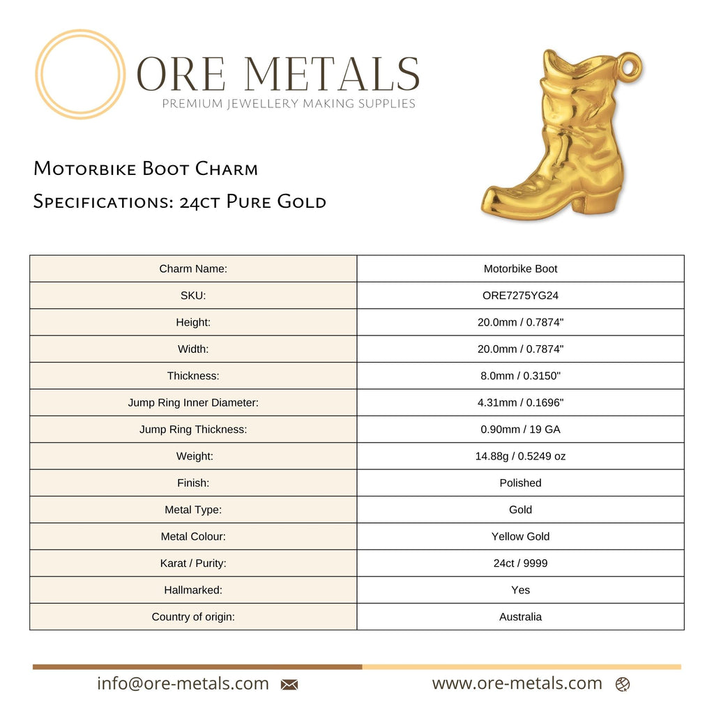 24ct Pure Gold - Motorbike Boot Charm