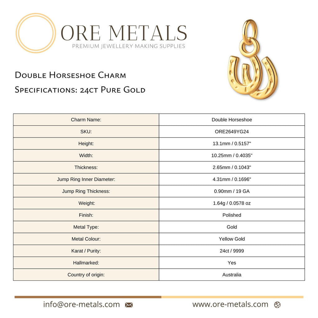 24ct Pure Gold - Double Horseshoe Charm