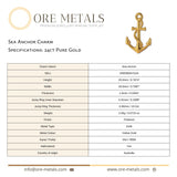 24ct Pure Gold - Sea Anchor Charm