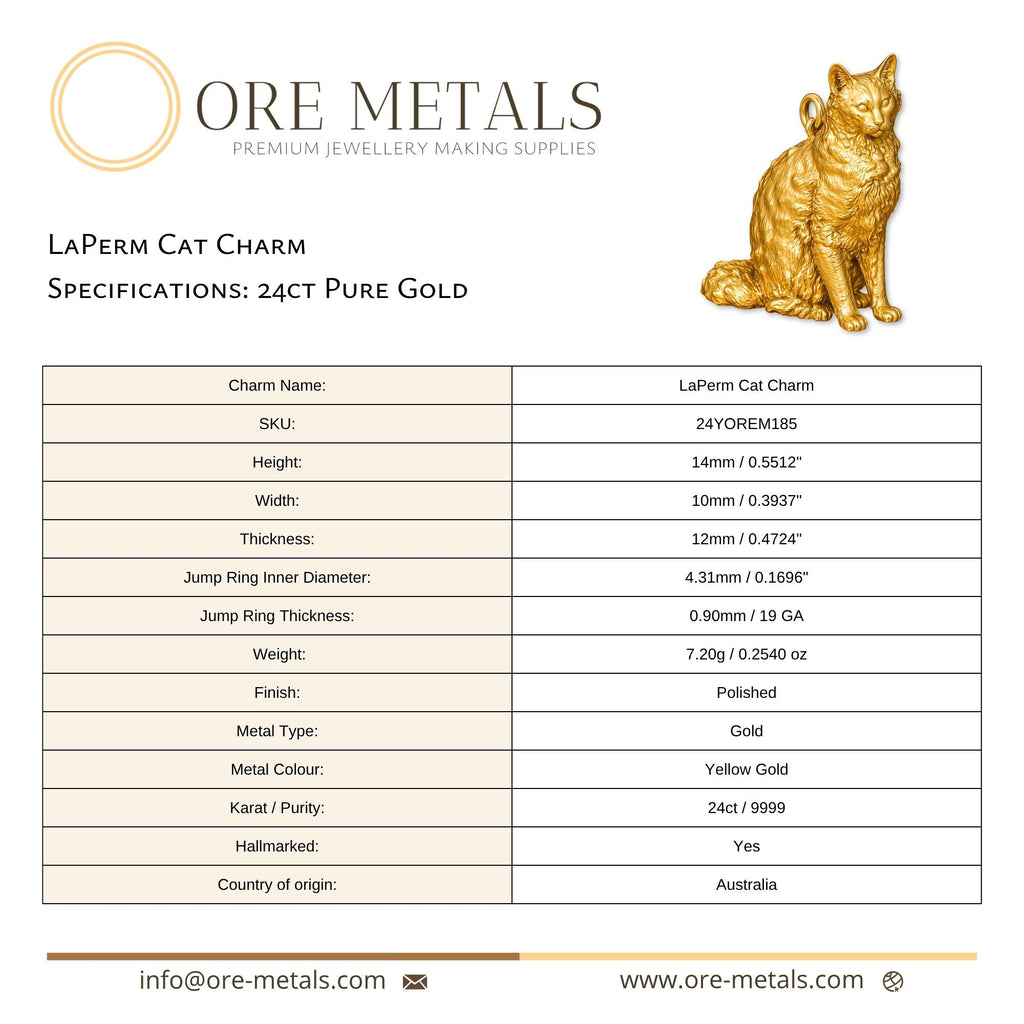 24ct Pure Gold - LaPerm Cat Charm