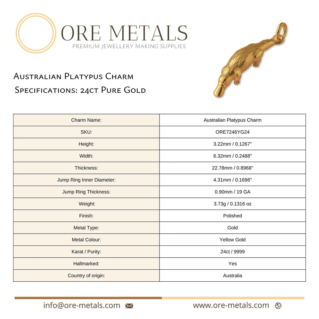 24ct Pure Gold - Australian Platypus Charm