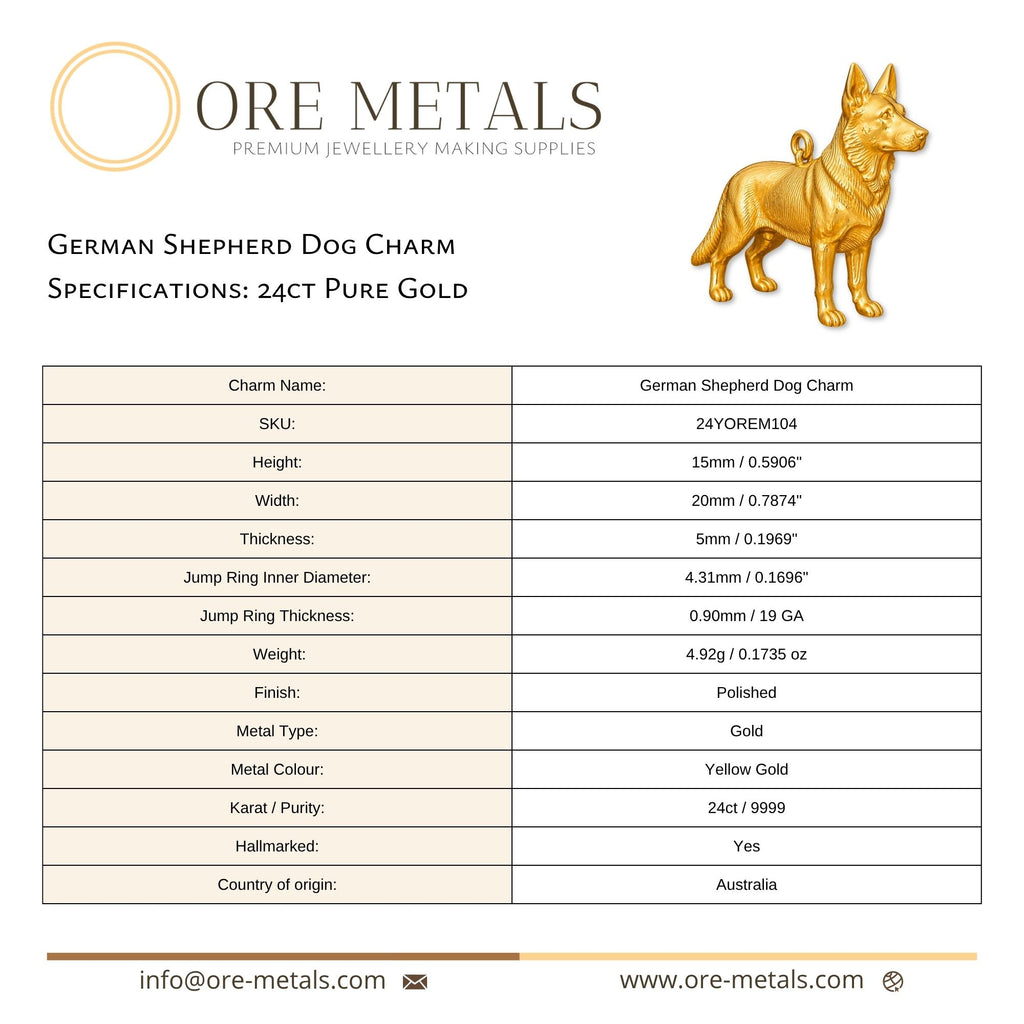 24ct Pure Gold - German Shepherd Dog Charm
