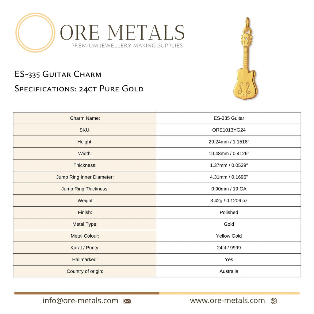 24ct Pure Gold - ES-335 Guitar Charm