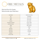 24ct Pure Gold -Scottish Fold Cat Charm