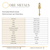 24ct Pure Gold - Feathered Arrow Charm